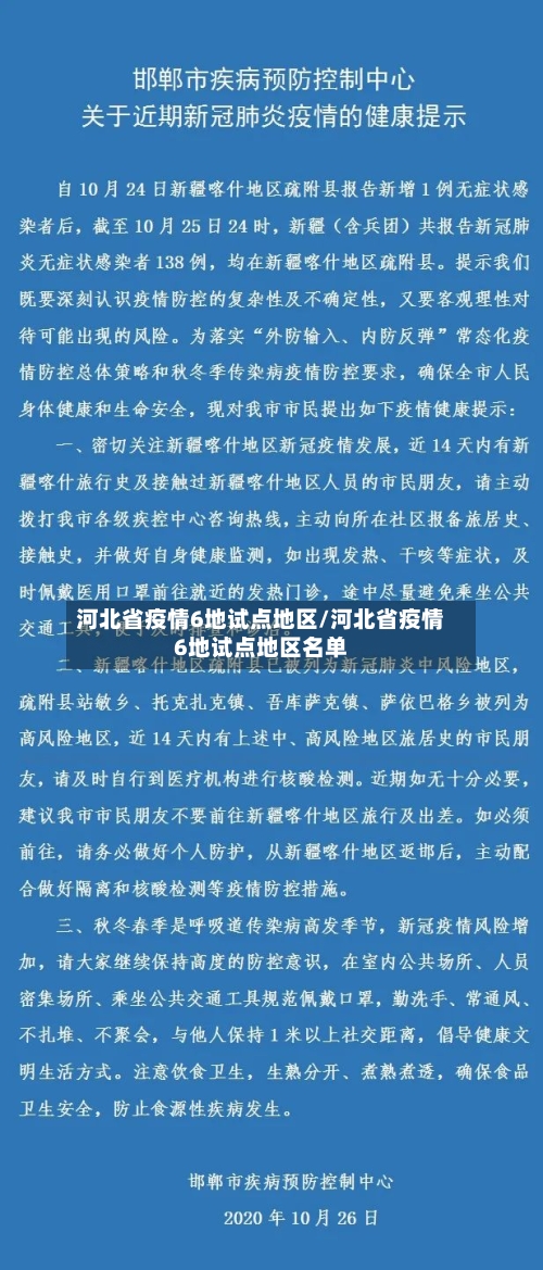 河北省疫情6地试点地区/河北省疫情6地试点地区名单